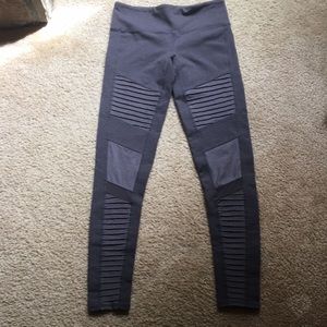 Alo Yoga Charcoal Gray Moto Mesh/Panel Leggings